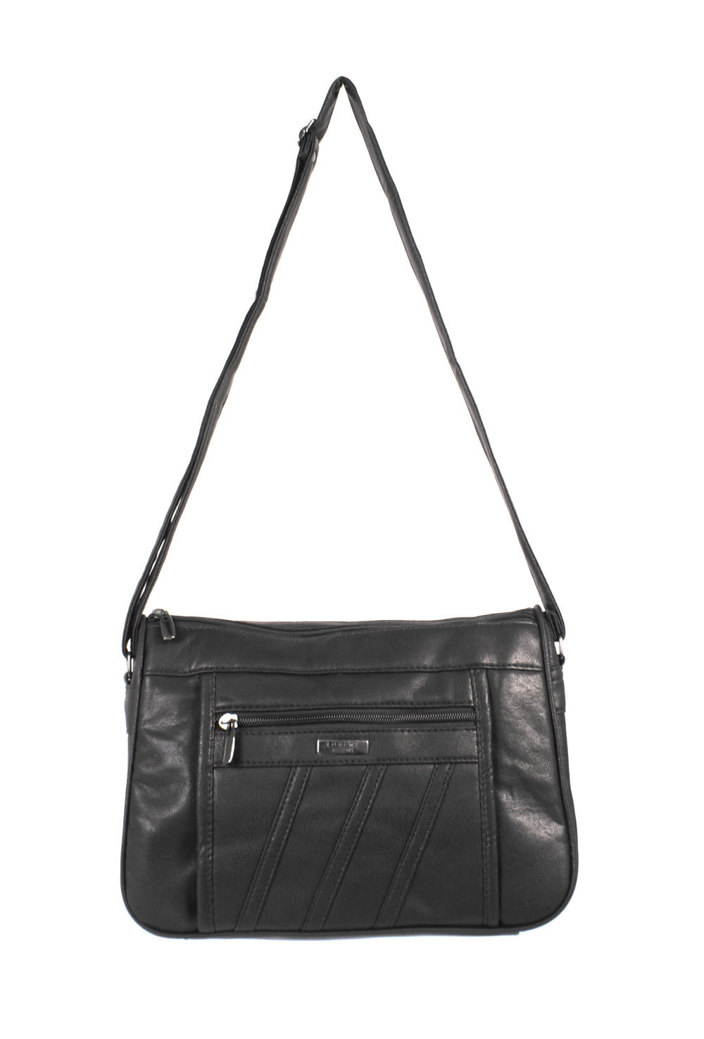 (image for) 5862 PU Twin Top Zip Bag wth Bk & Frnt Zip BLACK